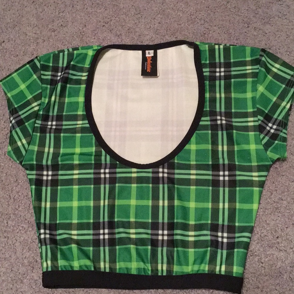 J Valentine Green Plaid Crop Top